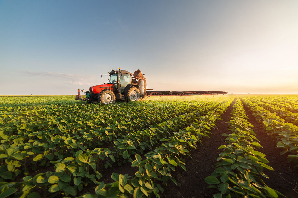 Traktor auf einem Feld