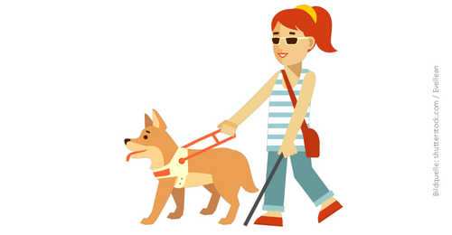 Frau mit Blindenhund